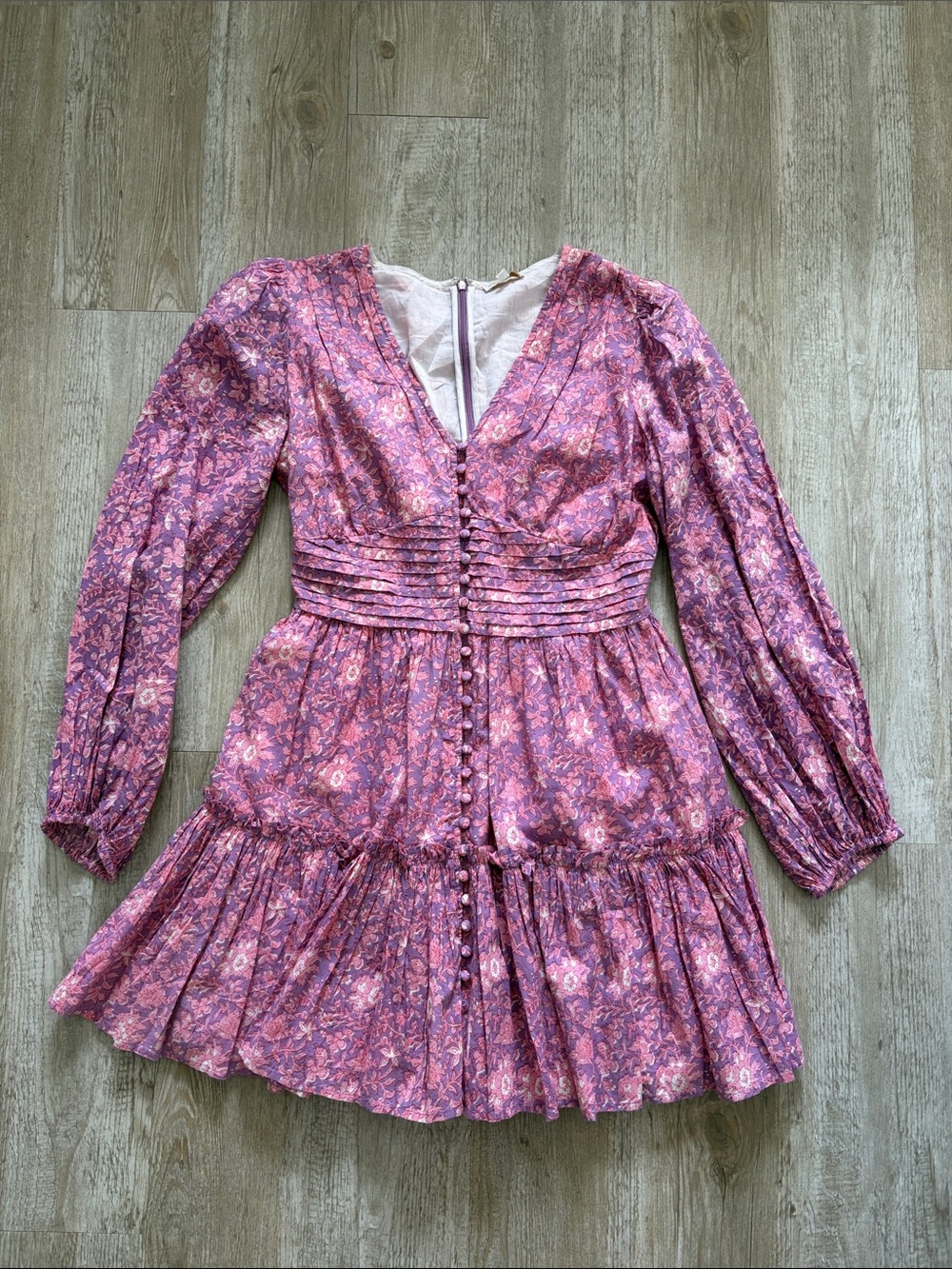 Anna Cate Purple Floral Button-Front Mini Dress 100% Cotton